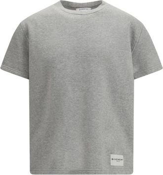 Givenchy T-Shirts, male, Gray, Size: XL Cotton Sweatshirt with Ribbed Cuffs and Hem