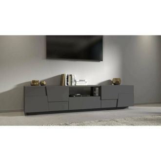 Dmora Dmora - Mueble Tv Vanni, Aparador Bajo De Sal&oacute;n Con 4 Puertas Y 1 Caj&oacute;n, Base Para Mueble Tv, 220x44h46 Cm, Antracita, Con Embalaje Reforzado