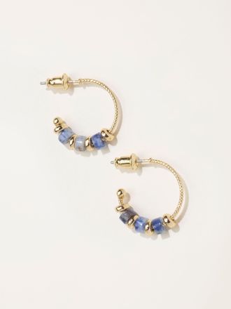 Fat Face FatFace Stone Hoop Earrings in Blue