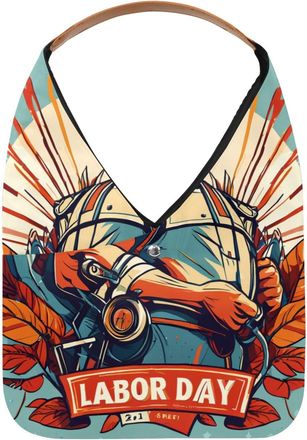 Generic Labor Day Pattern Reusable Lightweight Grocery Bags - Foldable Into Compact Pouch, Washable & Sturdy, Multipurpose for Shopping and Travel