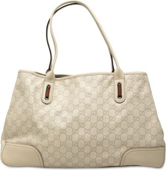 Gucci White Leather Shoulder Bag Tote Bag (Pre-Owned)