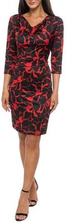 Tash And Sophie Cowl Neck Minidress in Black Red at Nordstrom Rack, Size X-Large
