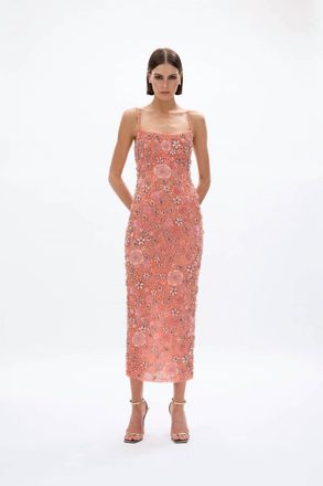 Rachel Gilbert Francesca Flower Gown In Peach