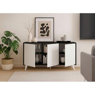 Dmora Aparador Weddell, Buf&eacute; De Sal&oacute;n, Aparador De Sal&oacute;n, Despensa De Cocina, 154x40h72 Cm, Antracita Y Blanco - Dmora