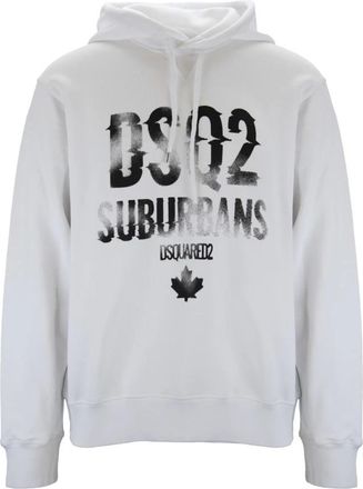 Dsquared2 Hoodie van katoen met trekkoord - Heren - Hoodies - Wit - L - Katoen - Hoodies & sweatvesten