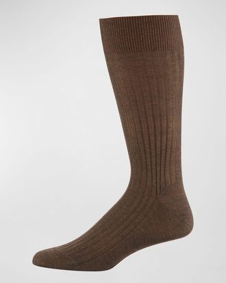 Pantherella Mens Danvers Ribbed Cotton Mid-Calf Socks