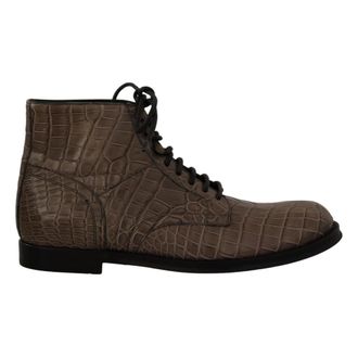 Dolce & Gabbana Schoenen, Heren, Grijs, 42 EU, Leer, Derby Brogue Boots