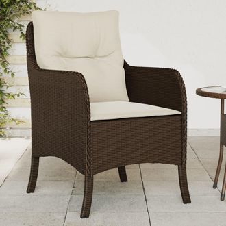 vidaXL Vidaxl - Sillas De Jard&iacute;n Con Cojines 2 Unidades Rat&aacute;n Sint&eacute;tico Marr&oacute;n