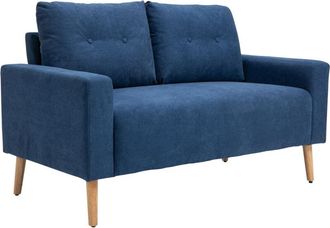 HOMCOM Homcom - Divano Moderno 2 Posti Stile Nordico in Poliestere e Legno Blu