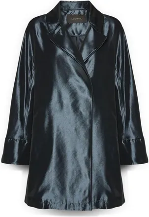 Elena Miro Jassen, Dames, Blauw, XL, Polyester, Lange taffetas jas
