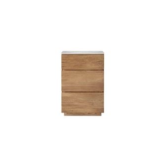 Tikamoon Mueble de ba&ntilde;o de roble macizo y terrazo premium moon de 60 cm
