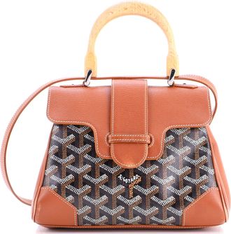 Goyard Saigon Top Handle Bag Coated Canvas with Leather Mini