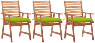 vidaXL Vidaxl - Sillas Comedor De Jard&iacute;n 3 Uds Madera Maciza Acacia Y Cojines