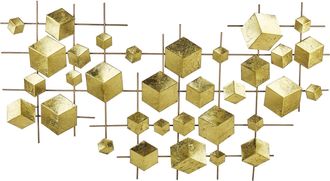 Beliani Beliani - Decoraci&oacute;n De Pared De Metal Dorado 89 X 45 Cm Patr&oacute;n Geom&eacute;trico Cubos Flerovium