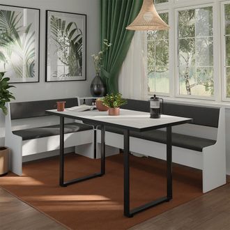Vicco Conjunto Con Banco Esquinero Roman, Blanco, 150.1 X 210.1 Cm, Vicco