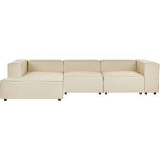 Beliani Beliani - Divano moderno a destra a 3 posti in lino modulare Beige Aprica