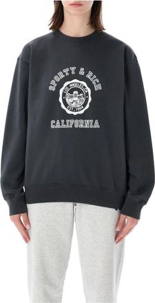 Sporty & Rich Crewneck Sweatshirt - Dames - Sweatshirts - Zwart - L - Katoen - Hoodies & sweatvesten