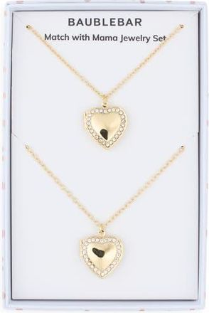 BaubleBar Set of 2 Match with Mama Heart Locket Necklaces in Gold at Nordstrom Rack