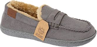 Jo & Joe Mens New Hampshire Faux Suede Fur Lined Moccasin Slippers Shoes Size 7-12 (UK 12, Grey Tan)