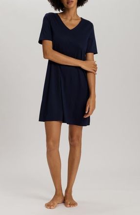 Hanro Cotton & Silk Nightshirt in Deep Navy at Nordstrom, Size X-Large
