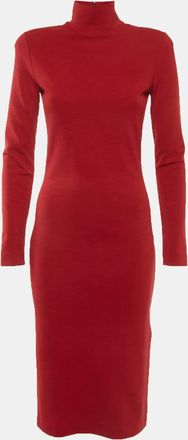 Dsquared2 Red Stretch Knit Turtleneck Midi Dress