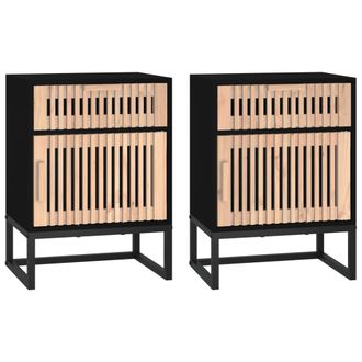 vidaXL Vidaxl - Mesitas De Noche 2 Uds Hierro Y Madera Negro 40x30x55,5 Cm