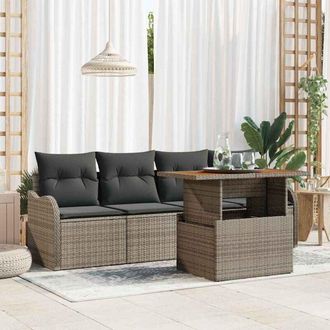 vidaXL Vidaxl - Conjunto De Sof&aacute; De Jard&iacute;n 5 Pcs Gris Polirat&aacute;n