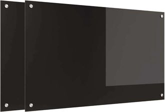 vidaXL Salpicadero De Cocina 2 Pcs Negro 100 X 60 Cm Vidrio Templado Vidaxl