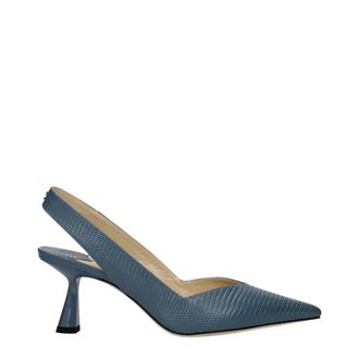 Jimmy Choo London Blue Leather Mid Heel Womens Pumps