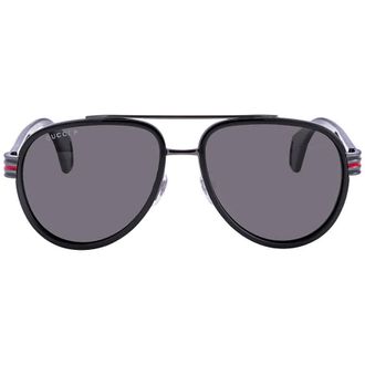 Gucci Polarized Grey Pilot Mens Sunglasses GG0447S 001 58