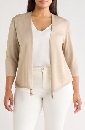 Kasper Open Front Cardigan in Summer Straw at Nordstrom, Size 1 X