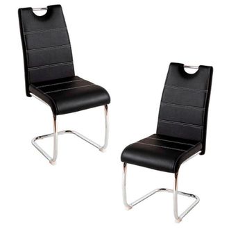 Regalos Miguel Packs Sillas Comedor - Pack 2 Sillas Hallen Polipiel - Negro