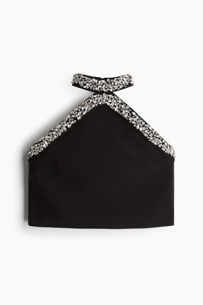 H&M Neckholder-Top mit Strass - Schwarz