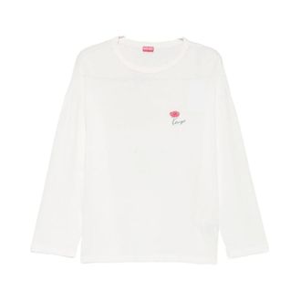 Kenzo Tulip Long Sleeve Relax T-Shirt - female - Kenzo - Long Sleeve T-Shirts - White - L - Tops