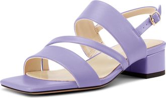 Castamere Womens Slingback Low Chunky Block Heel Peep Open Square Toe Dress Sandals Casual Office Summer Shoes 3.5 CM Heels Purple 3.5 UK