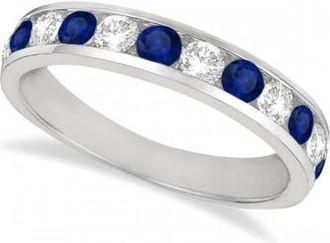 Allurez Channel-Set Sapphire & Diamond Ring Band 14k White Gold (1.20ctw)