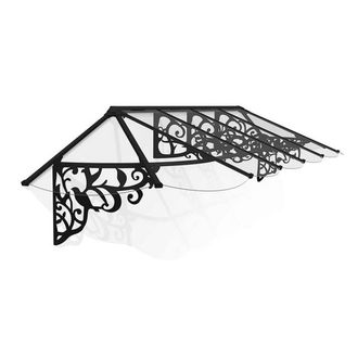 Palram Patio Cover Lily Extendable Canopy Door Awning Kit 3600 Clear L370.2cm in Black