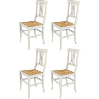 Tommychairs Tommychairs 4 Sillas Artemisia Shabby Chic Haya Estilo Antiguo, Asiento Paja