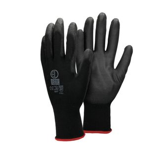 ECD Germany Ecd Germany - 48 Pares Guantes De Trabajo Con Revestimiento De Pu Talla 7-s Color Negro Guantes De Protecci&oacute;n Ideal Para Constructores, Mec&aacute;nicos, Con