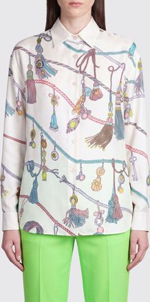 Versace Camicia in pura seta con stampa grafica e colletto classico