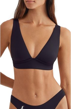 Polo Ralph Lauren V-Neck Bikini Top in Black at Nordstrom, Size X-Small