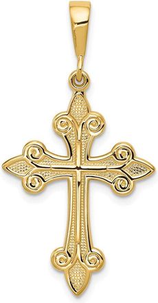 Diamond2Deal 10k Yellow Gold Fleur de Lis Cross Pendant