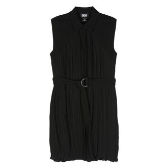 DKNY Midi Dresses, female, Black, XL, Black Pleated Slip Midi Dress