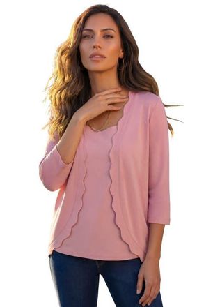 Roaman's Scalloped Cardigan And Tank Set in Vintage Lavender at Nordstrom, Size 12