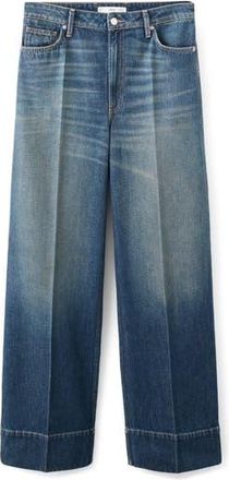 Mango x Kaia Gerber Creased Straight Leg Jeans in Dark Vintage Blue at Nordstrom Rack, Size 2