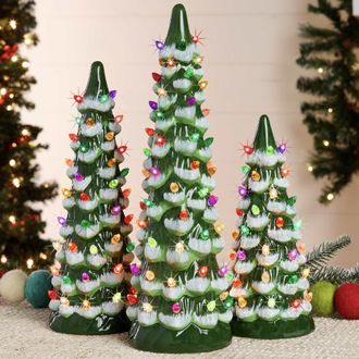 Best Choice Products Set of 3 Pre-Lit Hand-Painted Ceramic Tabletop Christmas Trees