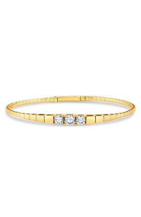 Crislu Pure Flex Graduated Cubic Zirconia Bracelet in 18Kt Yellow Gold /Clear Stone at Nordstrom, Size 7