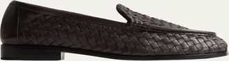 Bottega Veneta Mens Silenzio Intrecciato Napa Leather Loafers