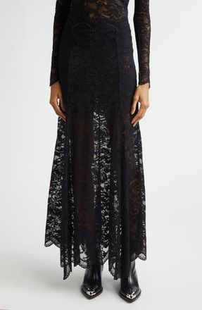 Paco Rabanne Scalloped Lace Maxi Skirt in Black at Nordstrom, Size 10 Us