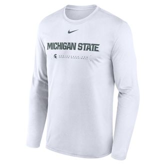 Nike Michigan State Courtside Basketball Shootaround Legend Nike Mens Dri-FIT College Long-Sleeve T-Shirt in White | 02TJ10AMST-NK9
